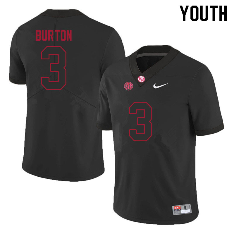 Youth #3 Jermaine Burton Alabama Crimson Tide College Football Jerseys Sale-Black